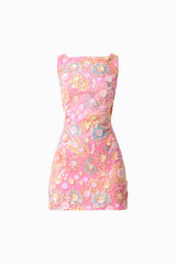 Nathalie Shift Mini Dress in Pink Floral ghost shot