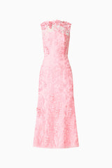 Monique Floral Applique Midi in Pink ghost shot