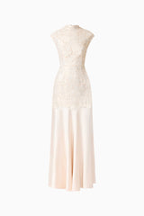 Nicoletta High Neck Gown in Gold ghost shot