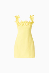 Cara Square Neck Mini Dress in Yellow ghost shot 