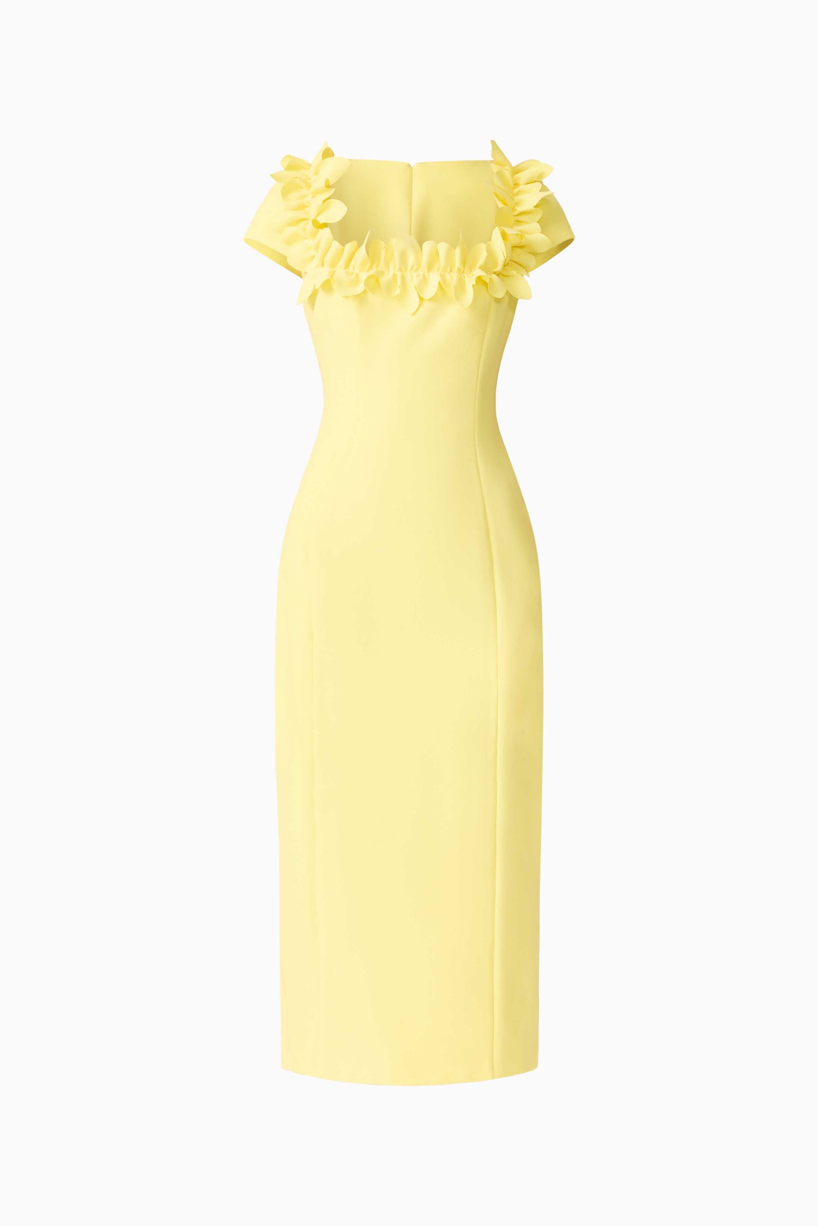 yellow midi dresses with sleeves Cara Short Sleeve Midi Dress in Yellow