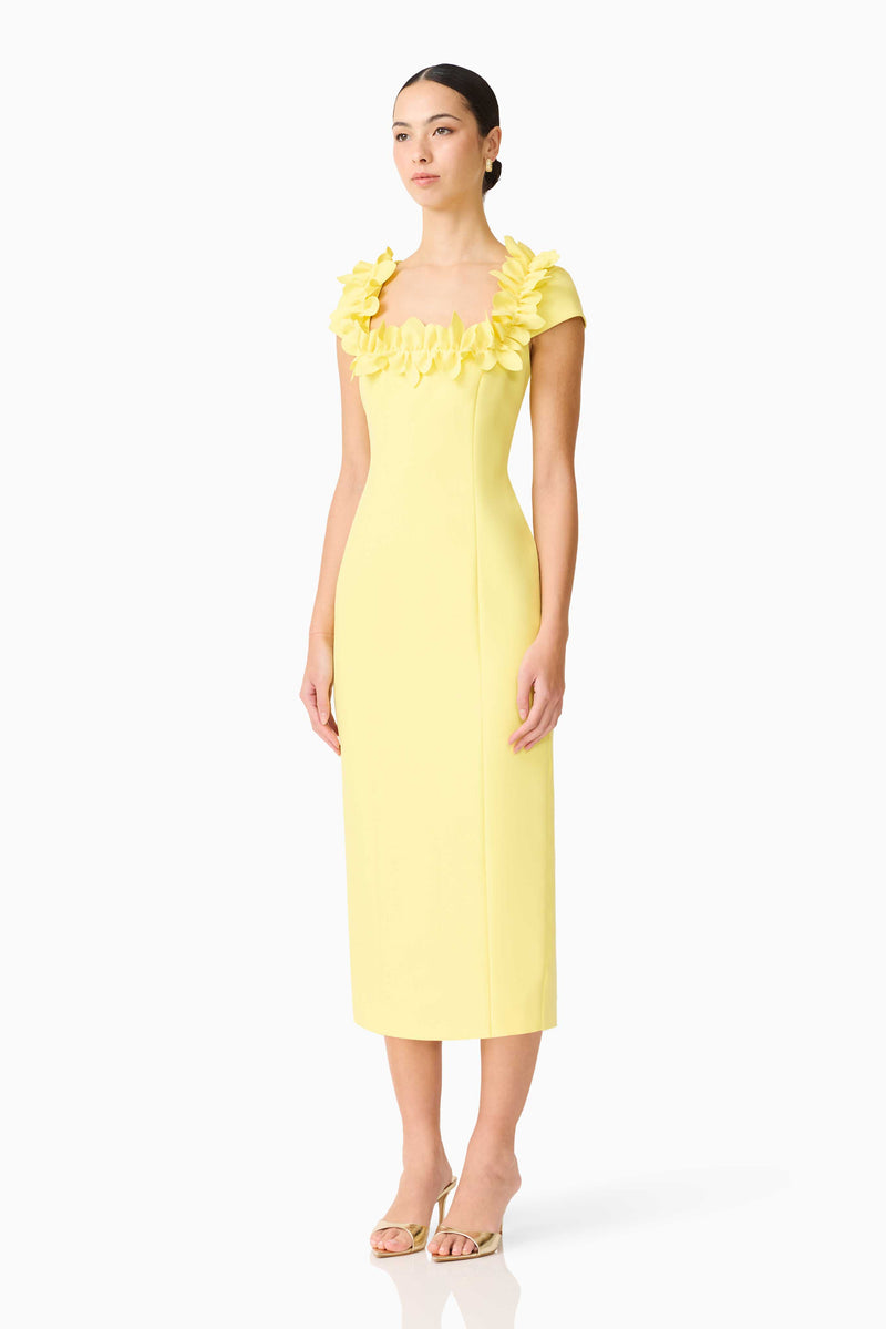Cara Short Sleeve Midi Dress - Yellow - XS - ELLIATT Cara Short Sleeve Midi Dress - Yellow - XS - ELLIATT