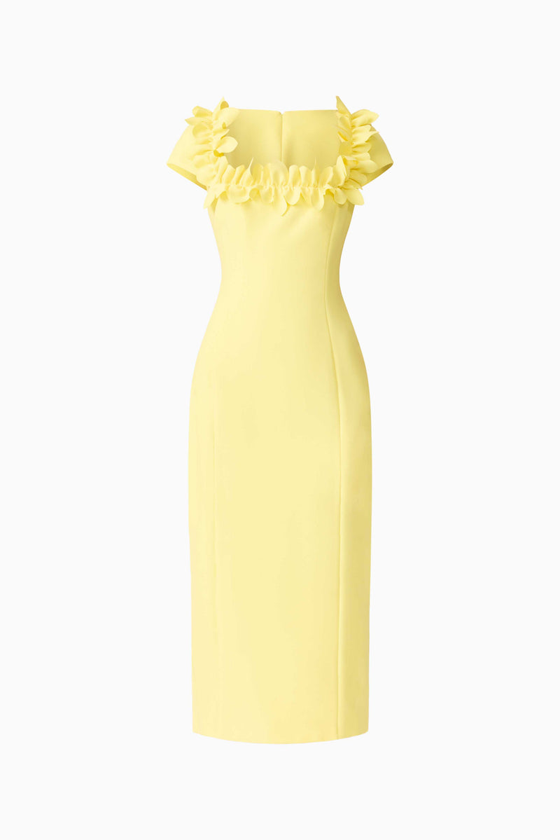 Cara Short Sleeve Midi Dress in Yellow Cara Short Sleeve Midi Dress in Yellow