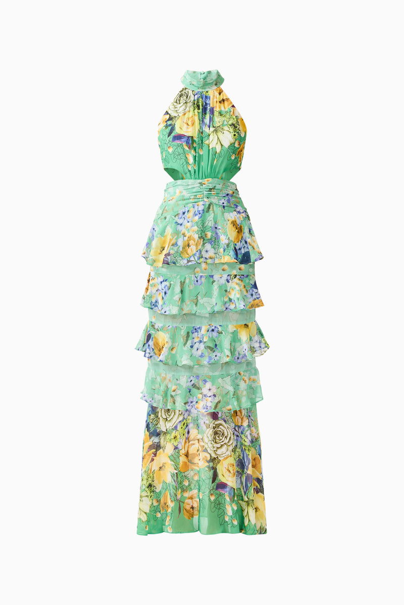 chinese dress ladies Gardenia Halter Maxi Gown In Green – Elliatt