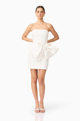 Elysie Bow Mini Dress in White