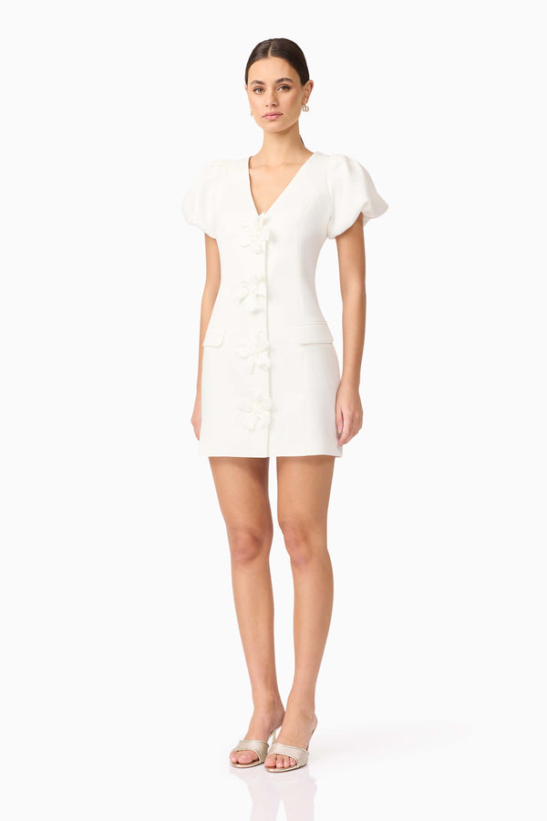 Elysie Blazer Mini Dress in White