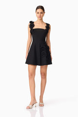 Brunette model wearing Jada Mini Dress in Black posed shot