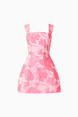 Dionne Tulip Mini Dress in Pink Floral ghost