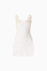 Alessia Embellished Mini Dress in White Ghost