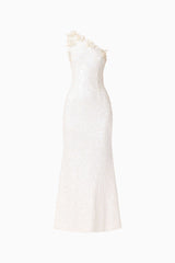Alessia Embellished One Shoulder Gown in White ghost shot 