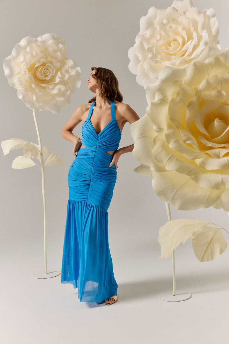 Elena Halter Gown in Blue – Elliatt