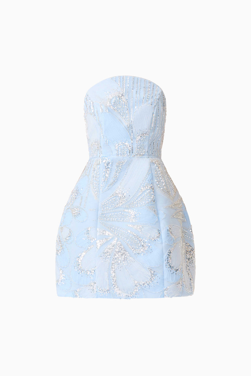 Annabelle Embellished Strapless Mini Dress in Blue