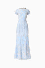 Annabelle Embellished Gown in Blue ghost shot 