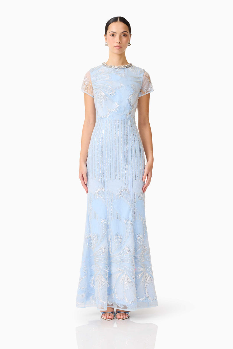 Annabelle Embellished Gown in Blue