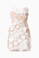 Arabella Strapless Mini Dress in White ghost shot