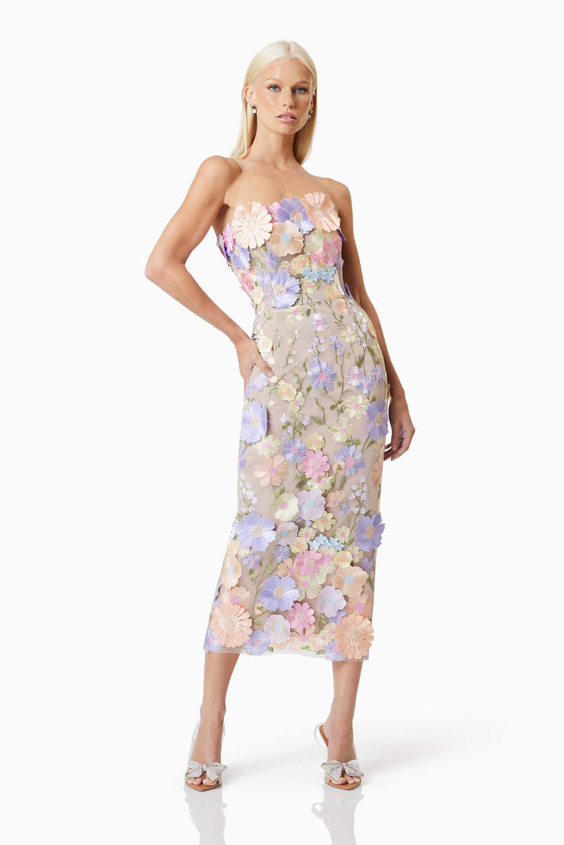 helena strapless midi dress in purple Helena Strapless Midi Dress - Purple - XS