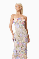 Helena Strapless Midi Dress In Purple Elliatt Helena Strapless Midi Dress In Purple Elliatt