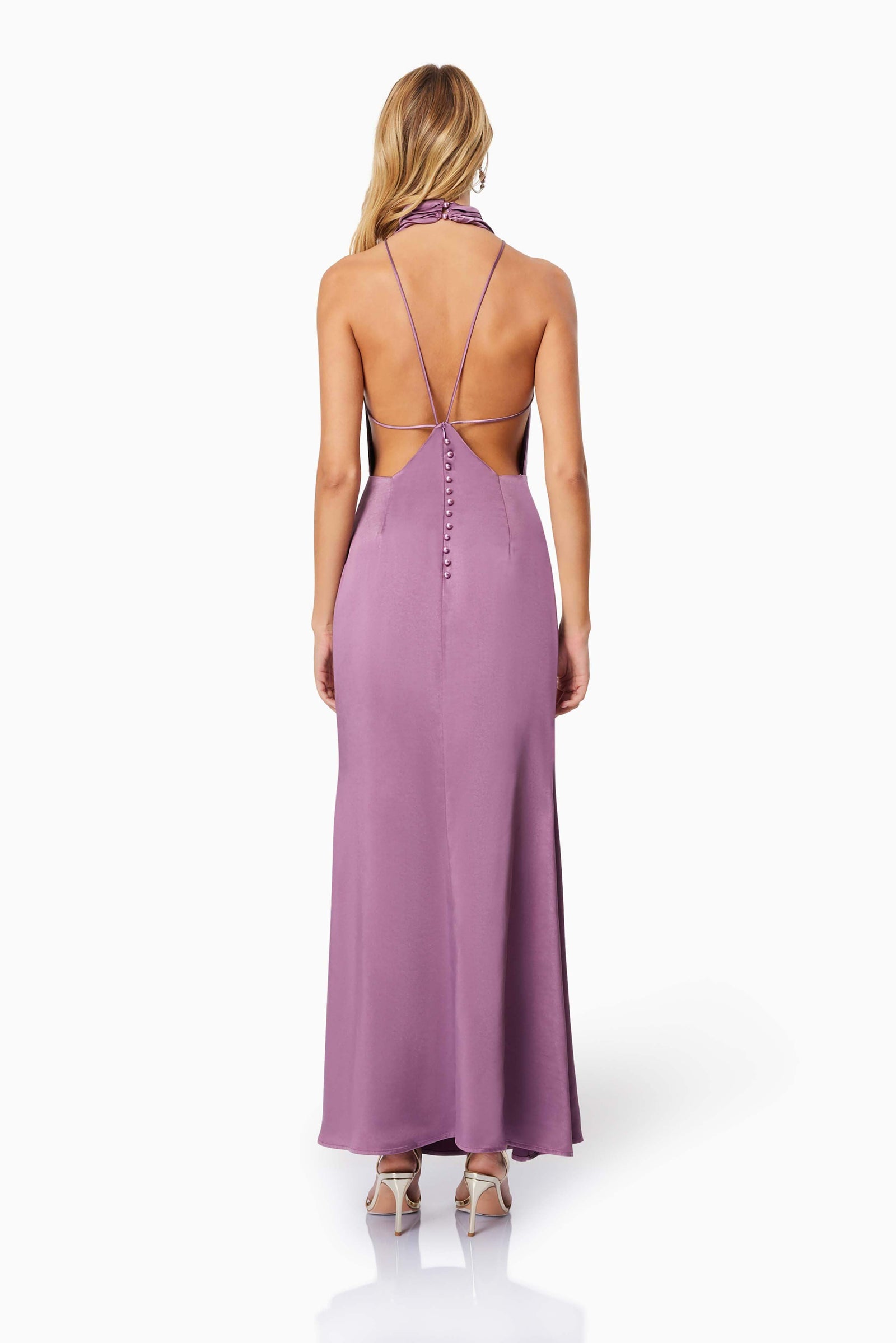 Faith Deep Neckline Maxi Dress In Purple – Elliatt