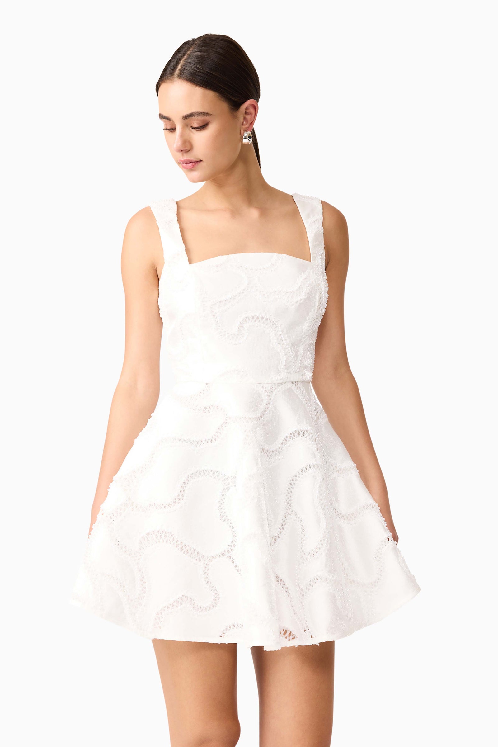 pearl beaded dress SEASHELL SILVER BEADED MINI DRESS | CULT MIA main image 1