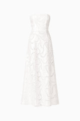 Elara Beaded Gown in White ghost shot