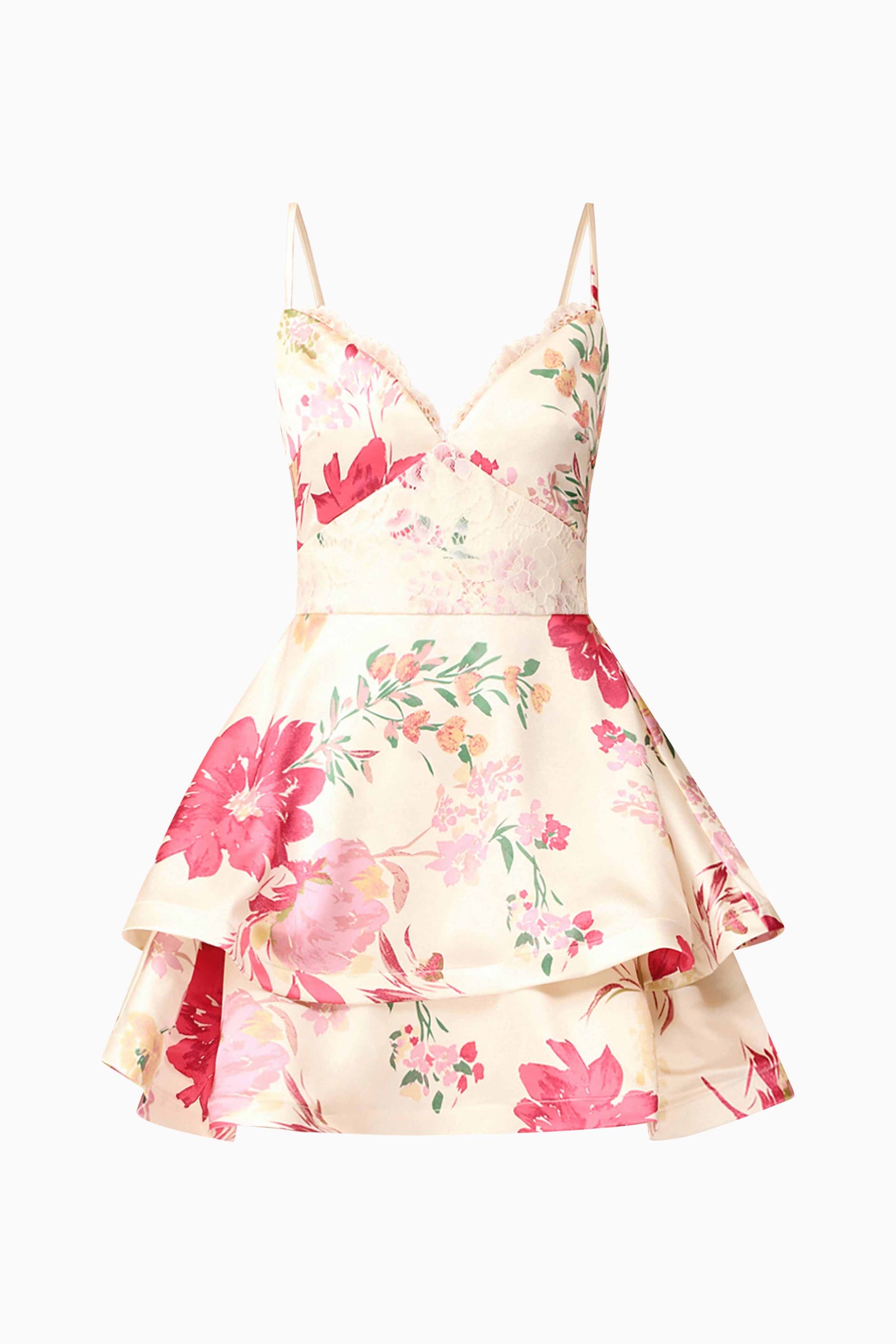 Rosalina Tiered Mini Dress in Floral – Elliatt