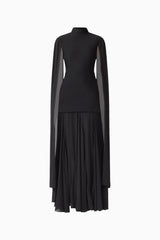 Odelia Cape Sleeve Gown in Black ghost shot