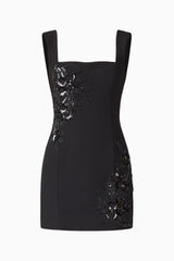 Odelia Beaded Mini Dress in Black ghost shot