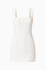 The Odelia Beaded Mini Dress in White, ghost
