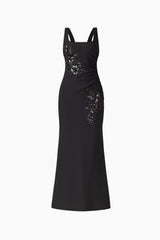 Odelia Beaded Maxi Dress in Black ghost shot