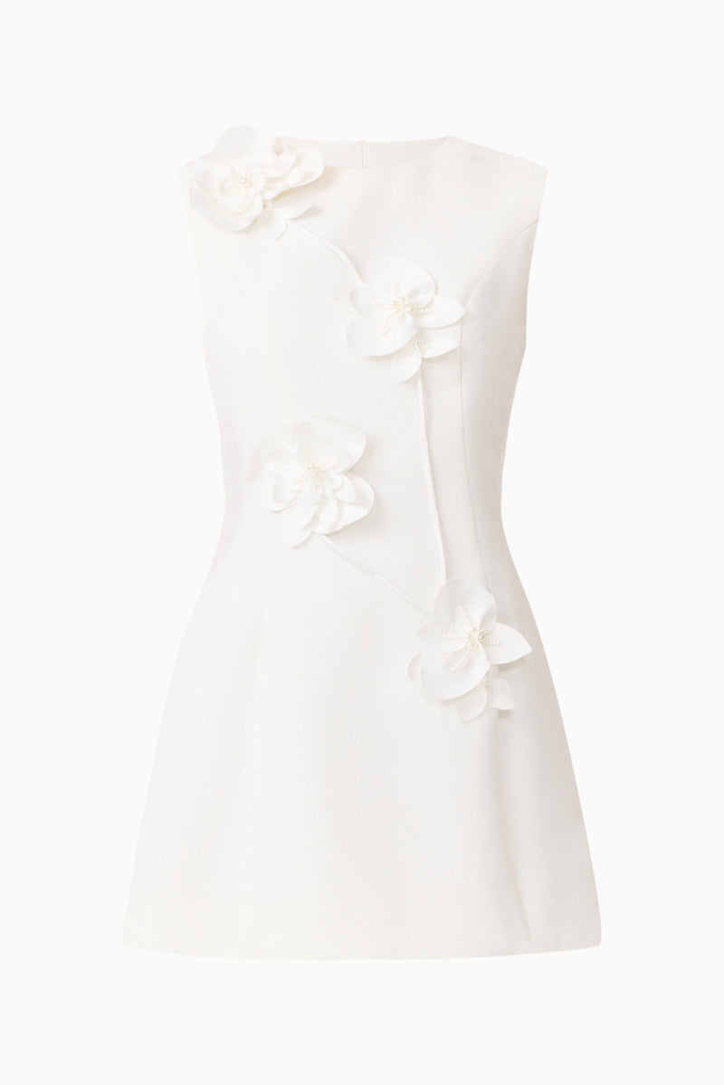 Reina Appliqué Mini Dress Dress White