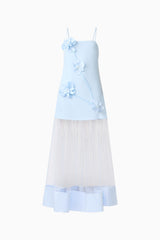 The Reina Applique Gown in Sky Blue Ghost Shot