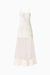 Reina Appliqué Gown in White ghost shot