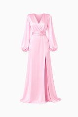 Kai Long Sleeve Maxi Dress in Pale Pink ghost shot