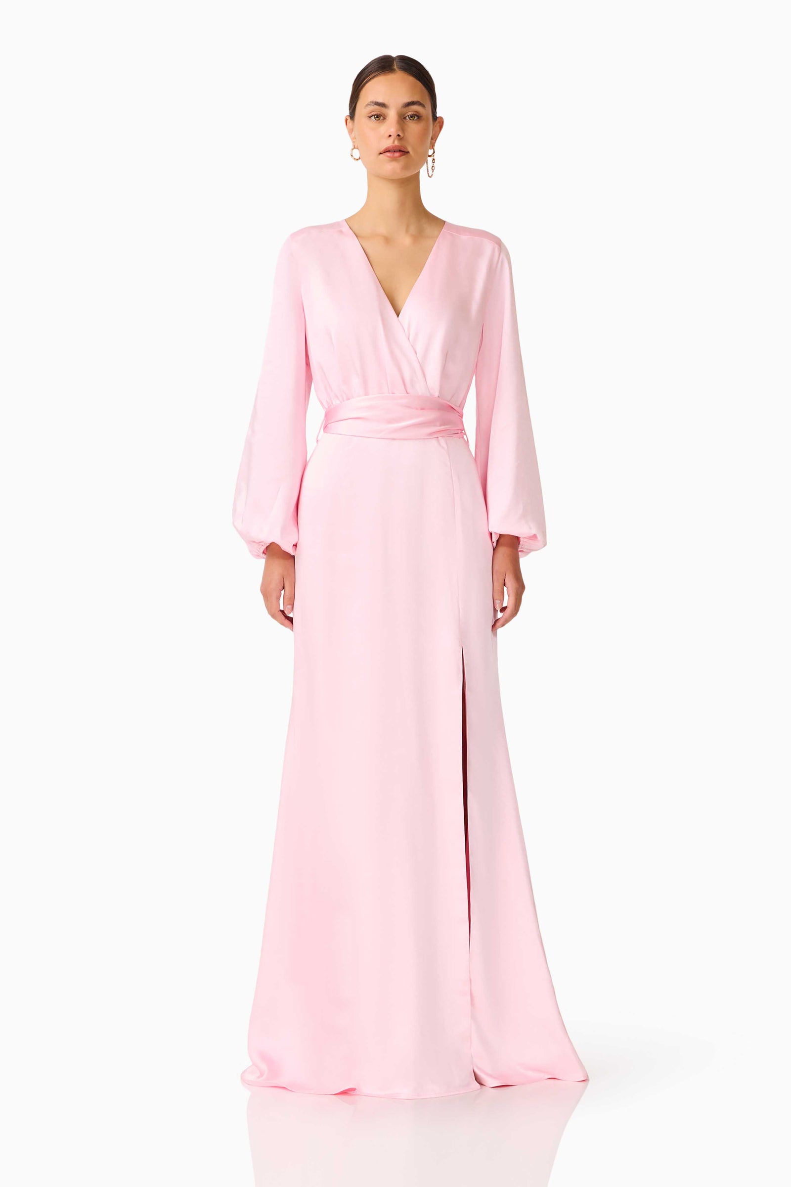 long sleeve pink dress for women Kai Maxi - Pale - M wedding party HAPPY CLOTHING PINK CRYSTAL and the soft blush Size:IT 42.5 - US 12