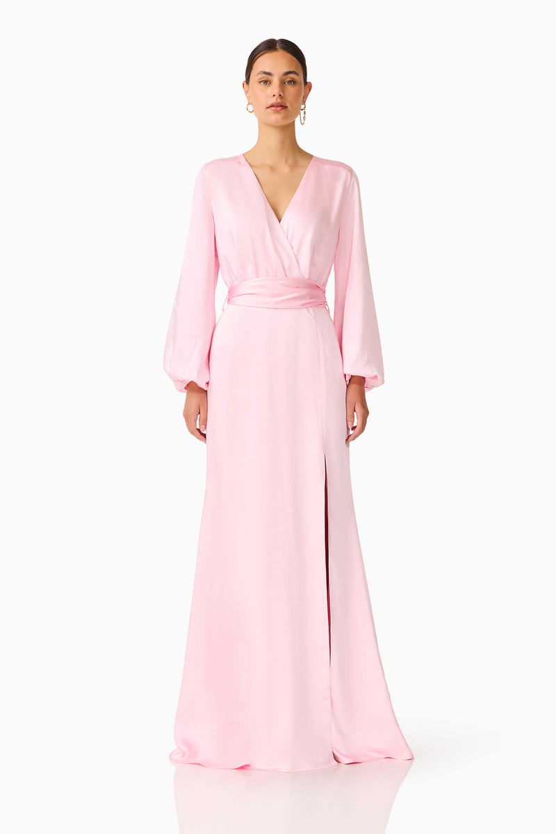 dusty pink long sleeve maxi dress Women's Long Flowy Bohemian Pink Floral Print Maxi Dress main image 0