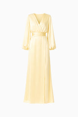 Kai Long Sleeve Maxi Dress in Butter Yellow ghost shot