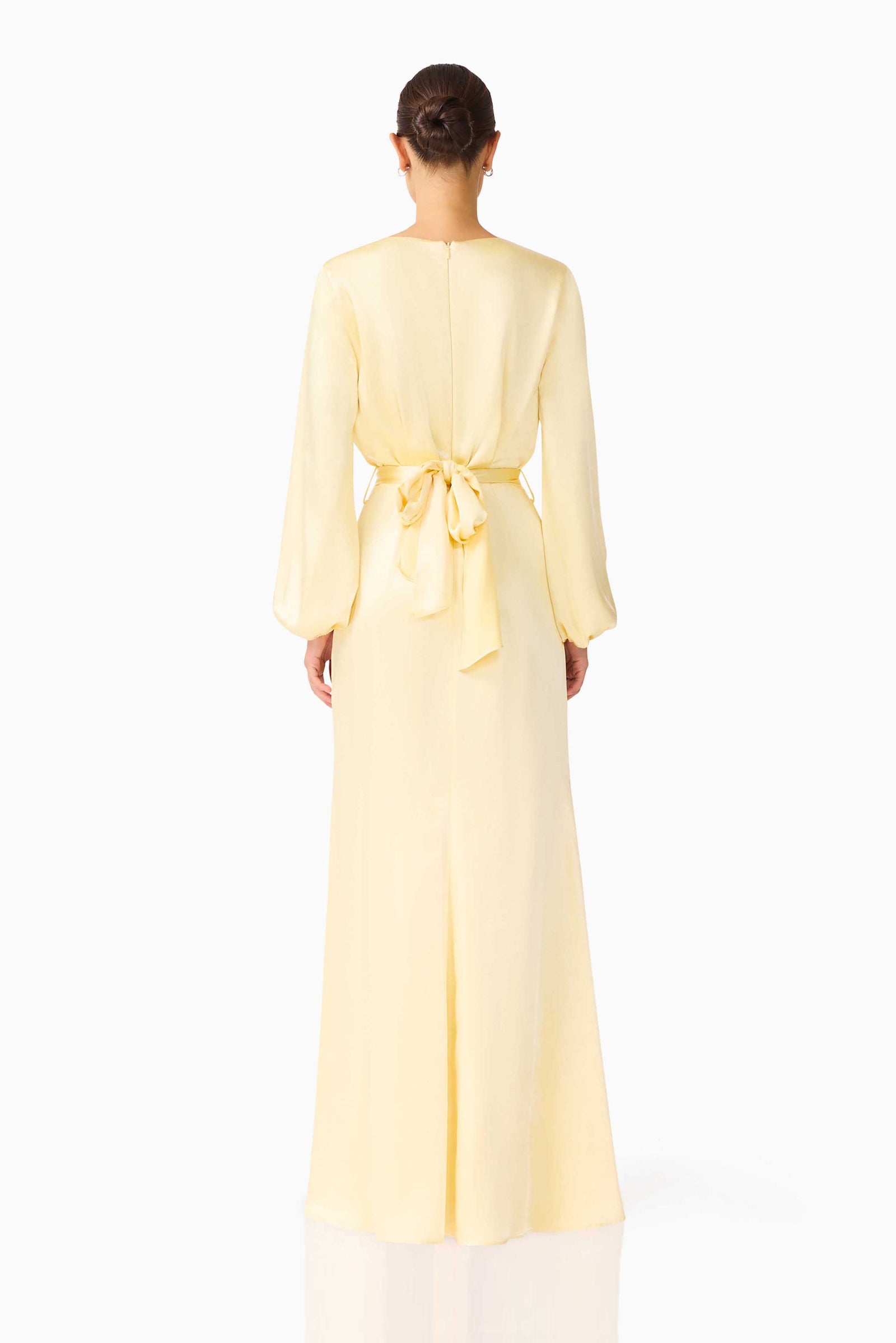 yellow long dress with sleeves Kai Long Sleeve Maxi Dress - Butter Yellow - XXL