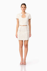 Ellouise Embellished Tweed Set in White