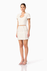 Ellouise Embellished Tweed Set in White