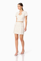 Ellouise Embellished Tweed Set in White