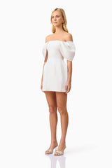 Fiona Off The Shoulder Mini Dress in White