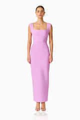 Fiona Fitted Maxi Dress in Purple with a fitted silhouette & thick straps front shot