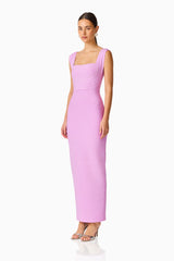 Fiona Fitted Maxi Dress in Purple with a fitted silhouette & thick straps side shot
