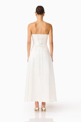 Espera Applique Gown in White with a tie back back shot