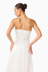 Espera Applique Gown in White withtie back detail shot