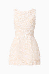 Silvana Tulip Mini Dress in Cream with embellishments ghost shot