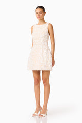 Silvana Tulip Mini Dress in Cream with embellishments side shot