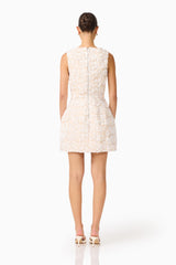 Silvana Tulip Mini Dress in Cream with embellishments back shot