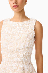 Silvana Tulip Mini Dress in Cream with embellishments detail shot