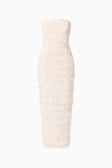 Silvana Column Gown in Cream with embellishments ghost shot